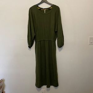 Anthropologie Olive Green Midi Dress